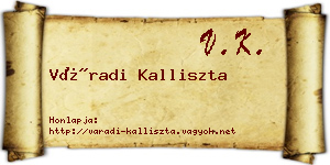 Váradi Kalliszta névjegykártya